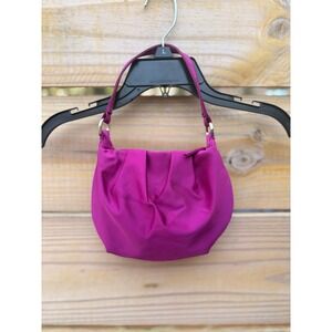 Magenta Pleated Satin Hobo Shoulder Bag Vibrant Fuchsia Mini Purse Zipper Small